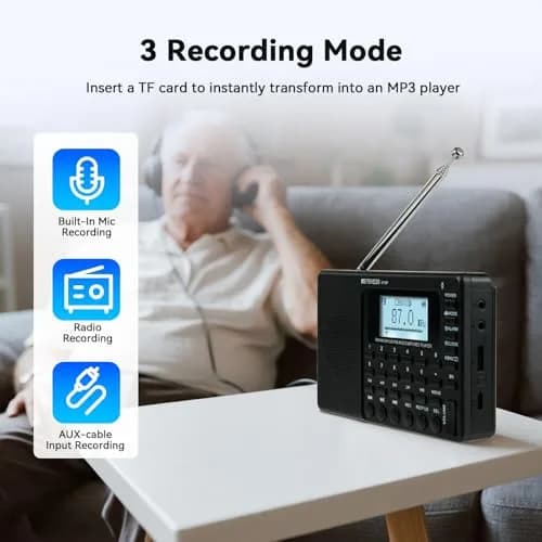 Retekess V115P Portable Shortwave Radio, Rechargeable AM FM SW WB Radio, 192g (0.42 lb) | Digital Tuning & Voice Recorder thumbnail 3