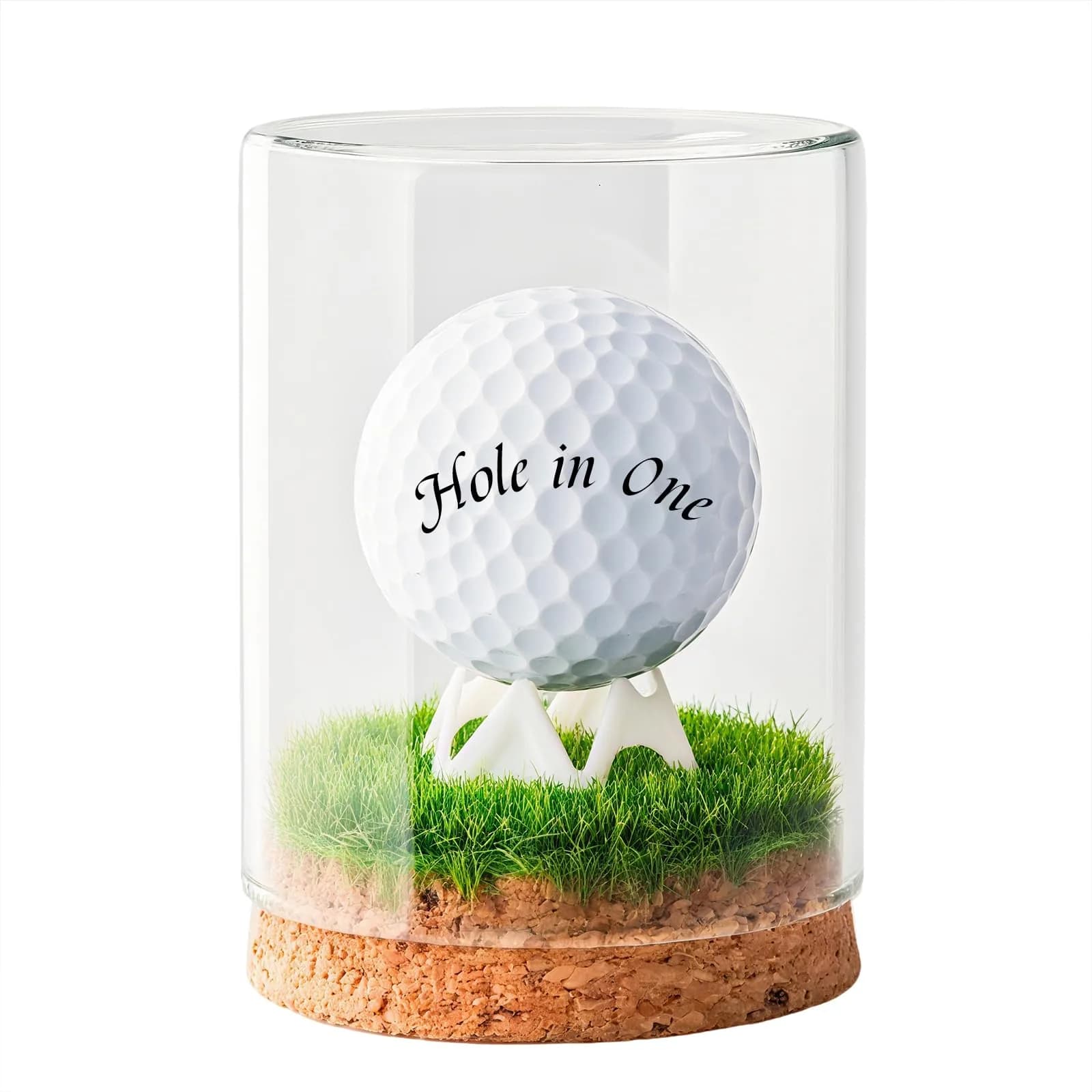 Rocalt Golf Ball Display Case with Glass Cover & Cork Base, Round Tabletop Mount | Dustproof Design for Signed Balls — Golf Ball Display Case
