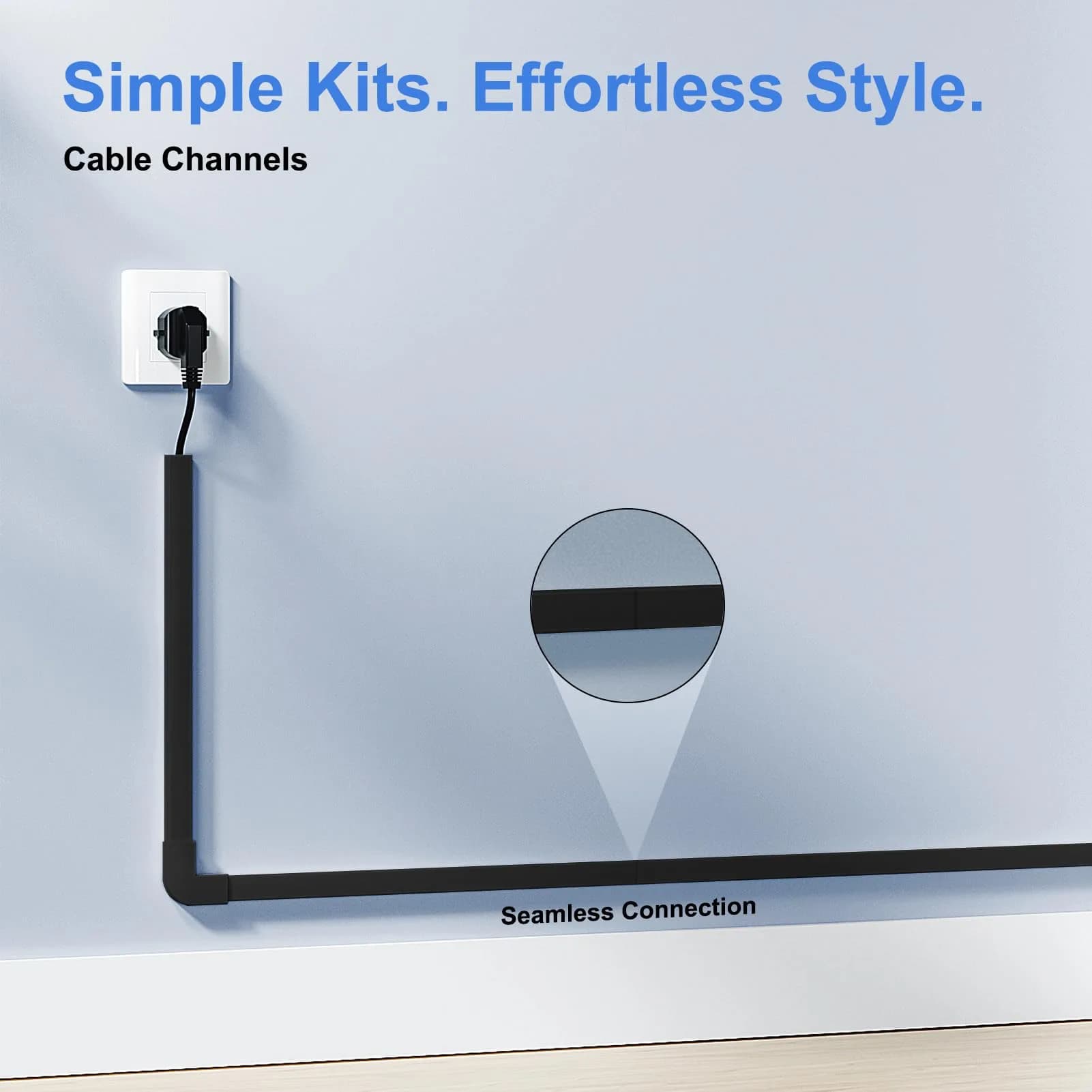 Yecaye Black Cord Hider Kit 113in | Conceals 1 Small Wire for Home & Office - view 4