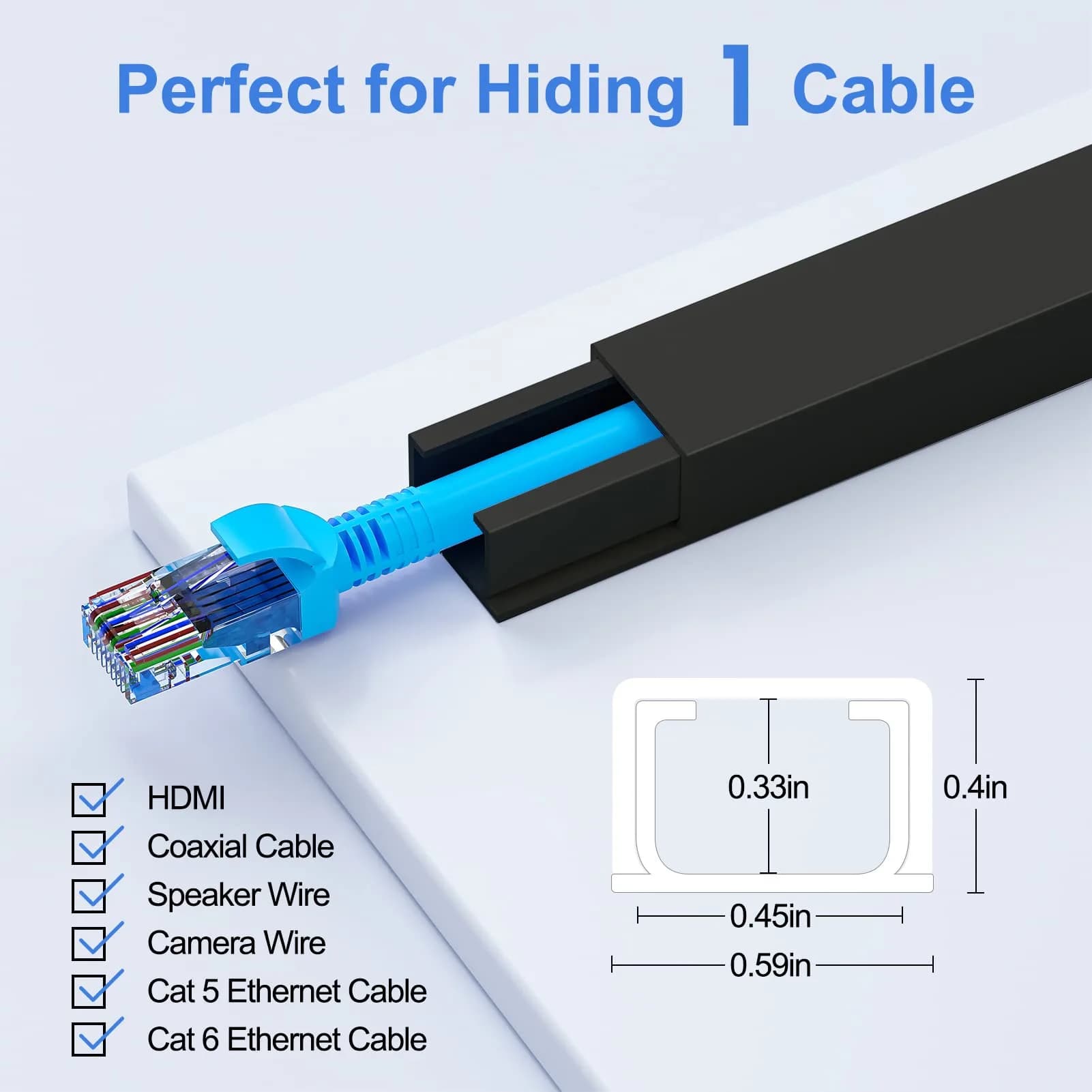 Yecaye Black Cord Hider Kit 113in | Conceals 1 Small Wire for Home & Office - view 2