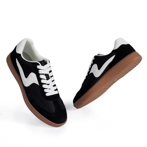 Tigeridea Women's Casual Tennis Shoes Black Size 7 | Classic Retro Design with Color-Block Detailing thumbnail 4