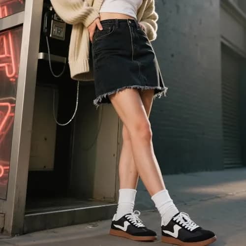 Tigeridea Women's Casual Tennis Shoes Black Size 7 | Classic Retro Design with Color-Block Detailing thumbnail 3
