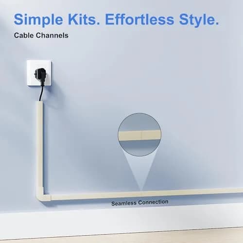 Yecaye Beige Cord Hider Kit 3.6m (113in) | Conceals Single Cable on Walls for Home & Office thumbnail 4