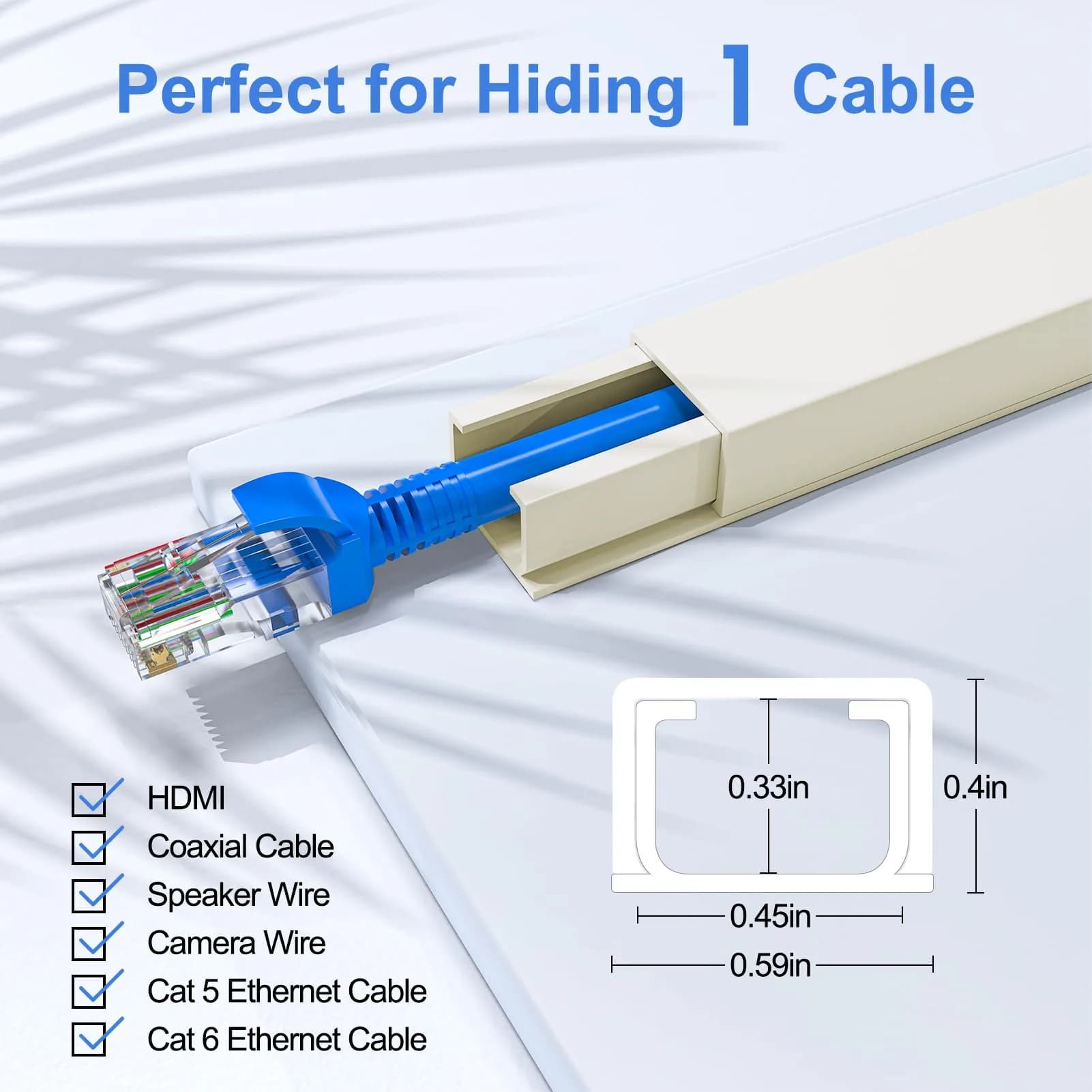 Yecaye Beige Cord Hider Kit 3.6m (113in) | Conceals Single Cable on Walls for Home & Office - view 2