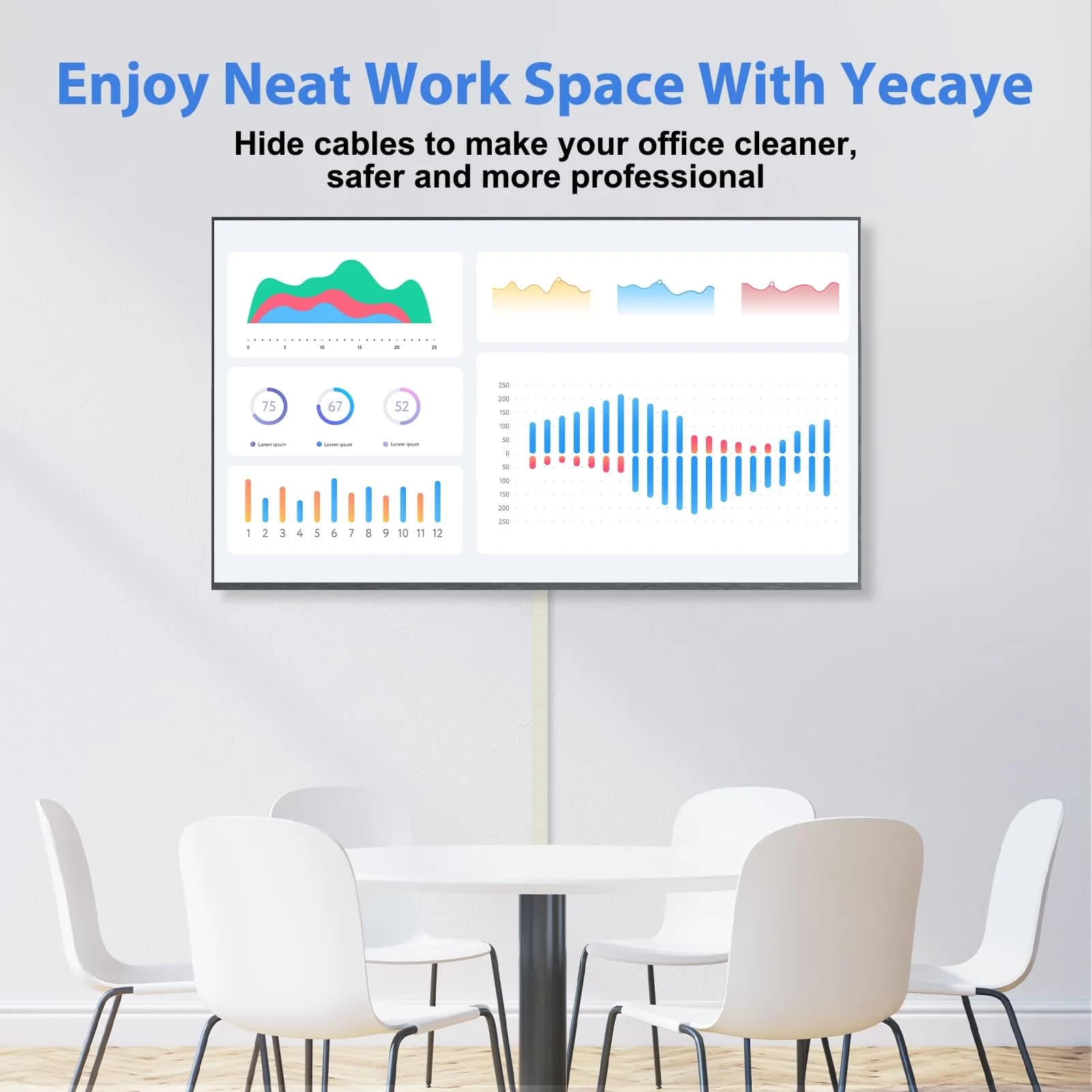 Yecaye Beige Cord Hider Kit 3.6m (113in) | Conceals Single Cable on Walls for Home & Office - view 3