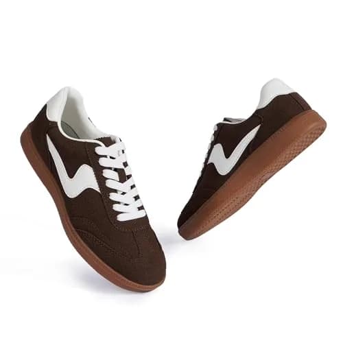 Tigeridea Women's Casual Tennis Shoes | Suede Chocolate, US 7.5 thumbnail 3