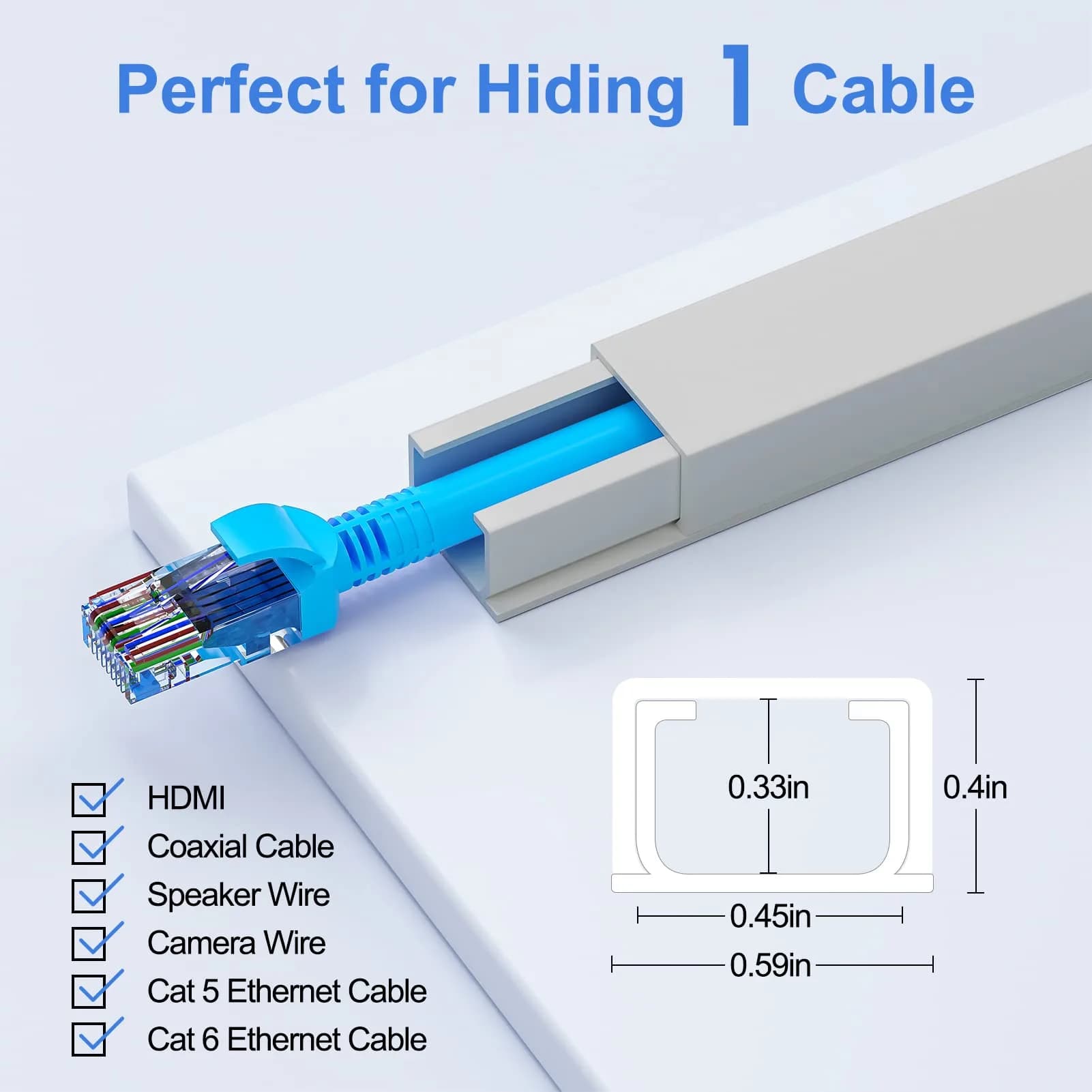 Yecaye White Cord Hider Kit 3.6m (113in) | Conceals 2 Small Wires for Home & Office - view 2