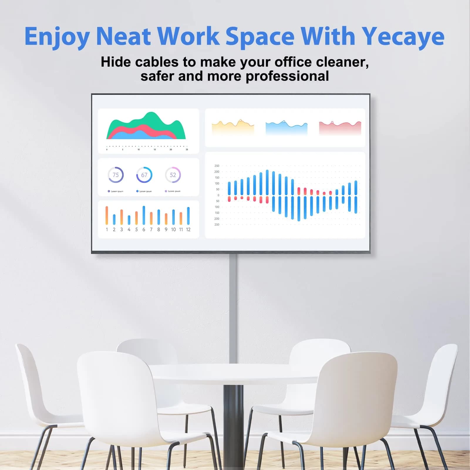 Yecaye White Cord Hider Kit 3.6m (113in) | Conceals 2 Small Wires for Home & Office - view 3