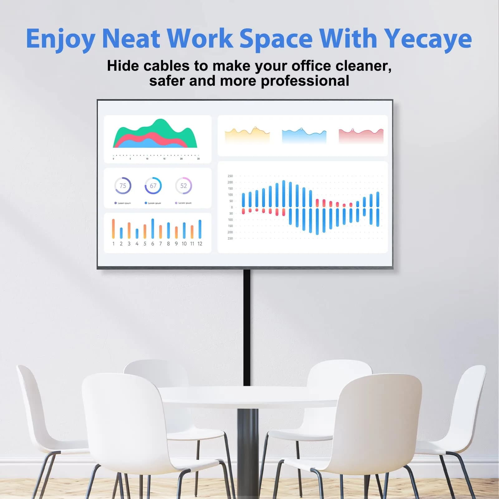 Yecaye Black Cord Hider 113in L x 0.95in W x 0.55in H | Conceals 2 Small Wires - view 3