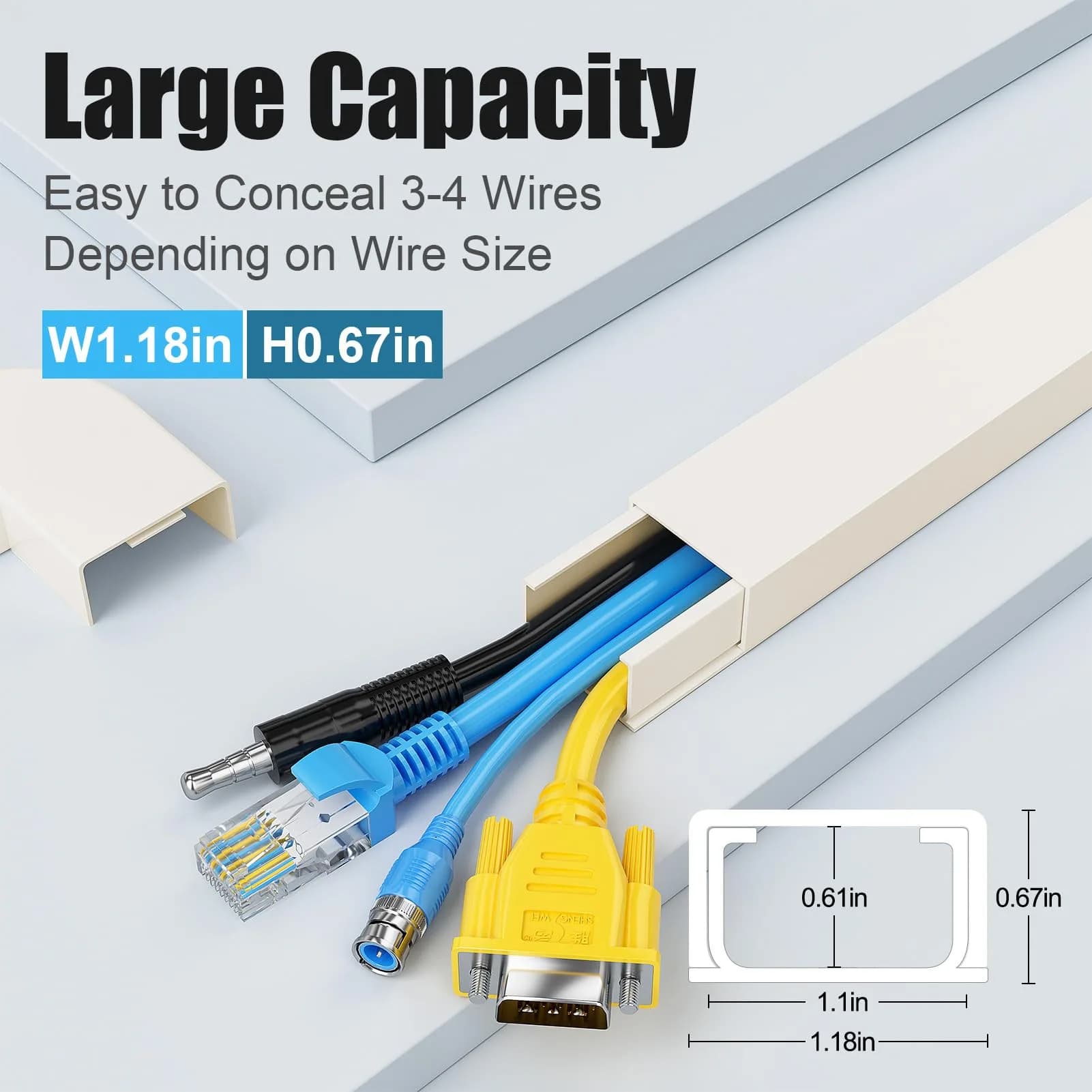 Yecaye Beige Cord Hider Kit 3.6m (113in) | Conceals 2 Small Wires for Home & Office - view 2