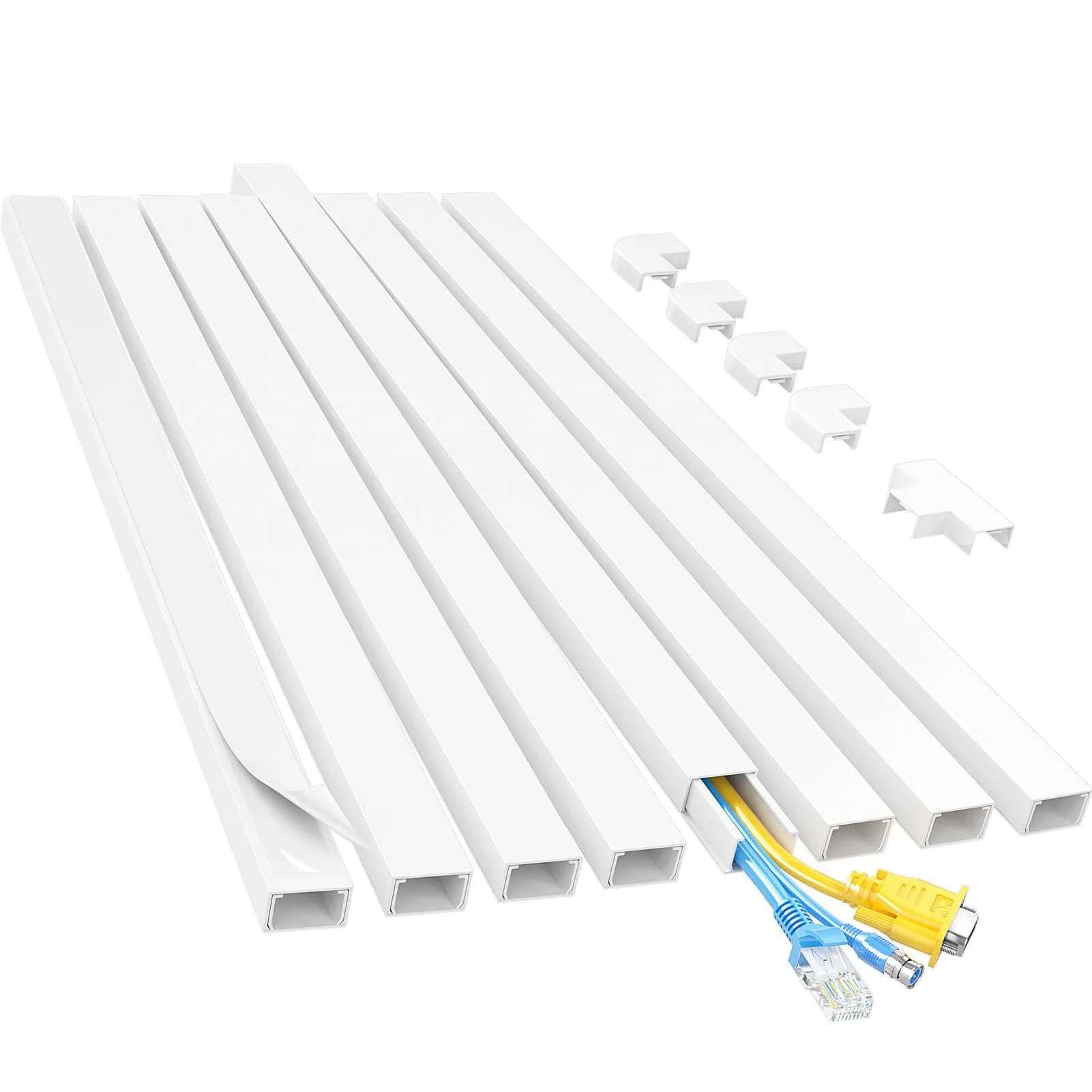 Yecaye White Cord Hider Kit (113in) - Conceals 2 Small Wires for Walls - main product image