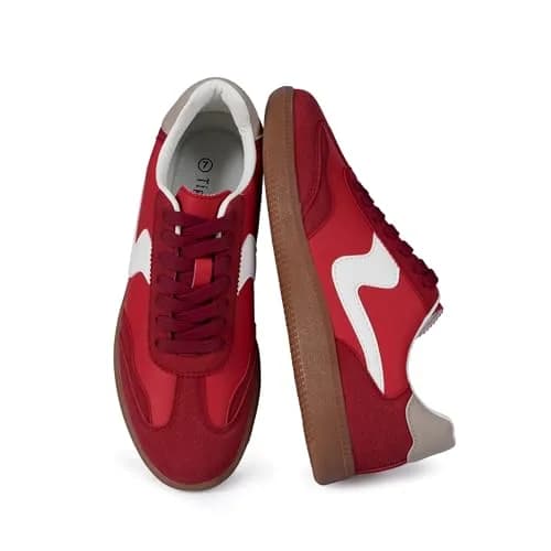 Tigeridea Women's Casual Tennis Shoes Red US 9 | Retro Design with Breathable Mesh & Gum Rubber Sole thumbnail 1