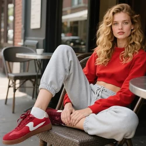 Tigeridea Women's Casual Tennis Shoes Red US 9 | Retro Design with Breathable Mesh & Gum Rubber Sole thumbnail 2