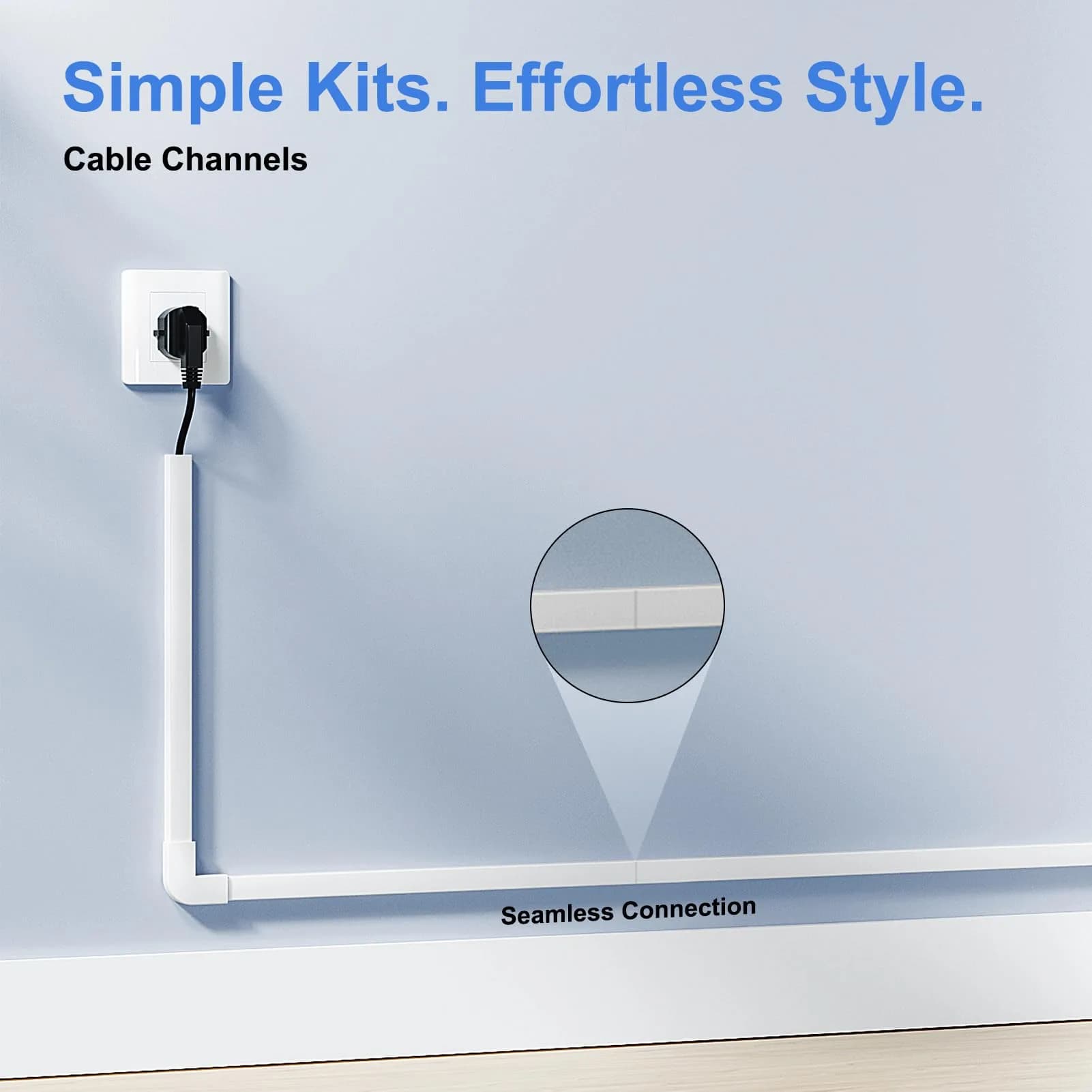 Yecaye White Cord Hider Kit 113in L x 1.18in W x 0.67in H | Conceals 2 Small Wires - view 3