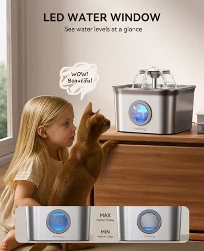 FEELNEEDY Cat Water Fountain Stainless Steel 2.8L | Quiet, Durable & Easy to Clean thumbnail 5