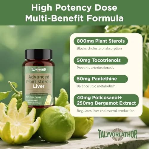 Talyvorlathor Advanced Cholesterol Lowering Supplements | Liquid Capsules for Fast Absorption | Plant Sterols, Policosanol, Bergamot | 90 Softgels thumbnail 3