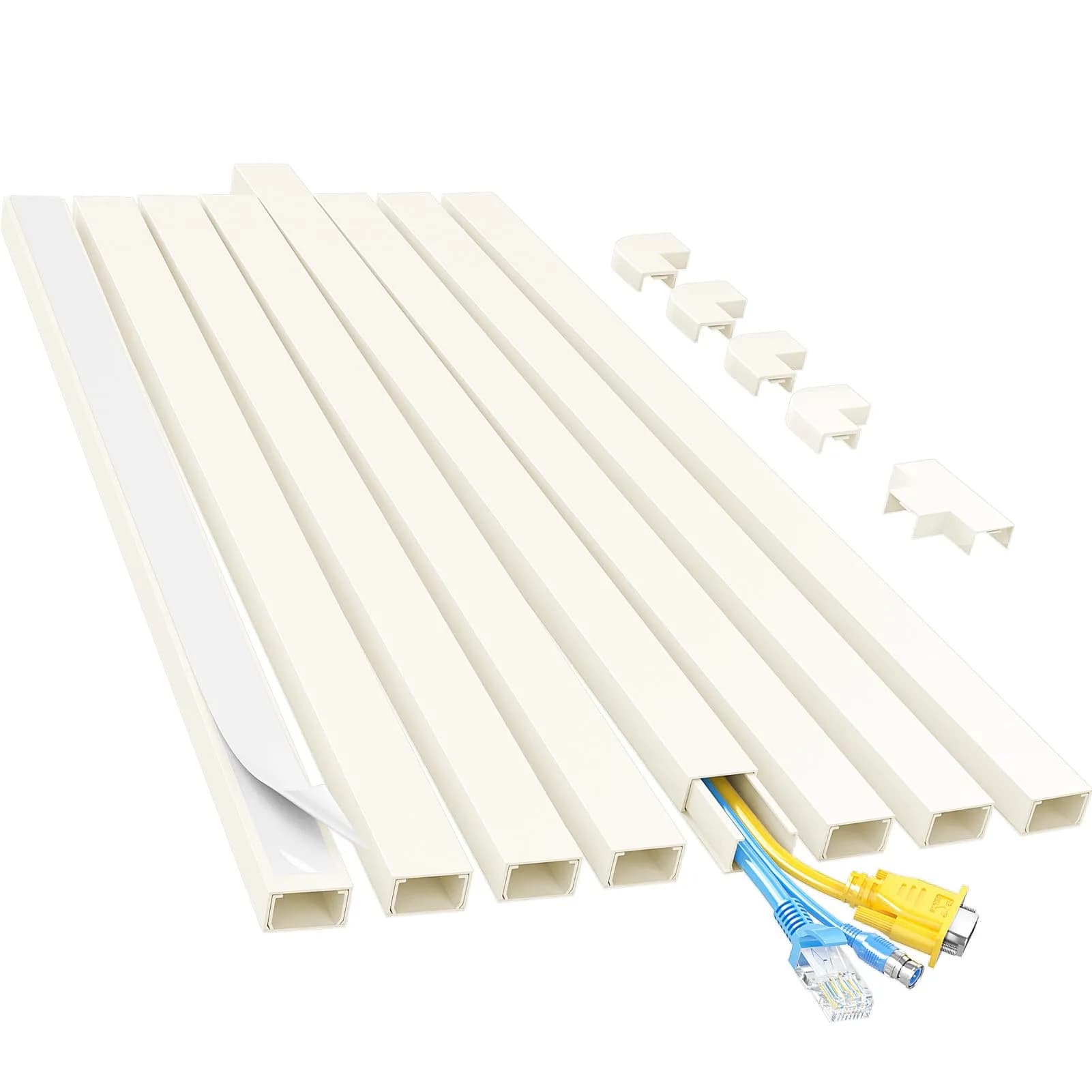 Yecaye Beige Cord Hider Kit 113in | Conceals 2 Small Wires for Wall Mounting - main product image