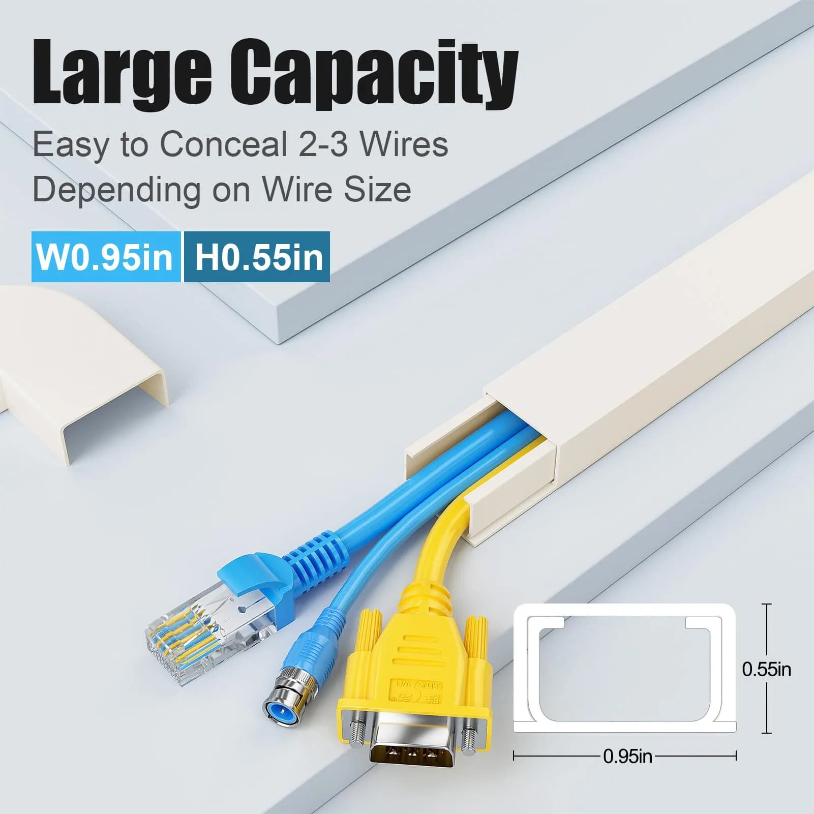 Yecaye Beige Cord Hider Kit 113in | Conceals 2 Small Wires for Wall Mounting - view 2