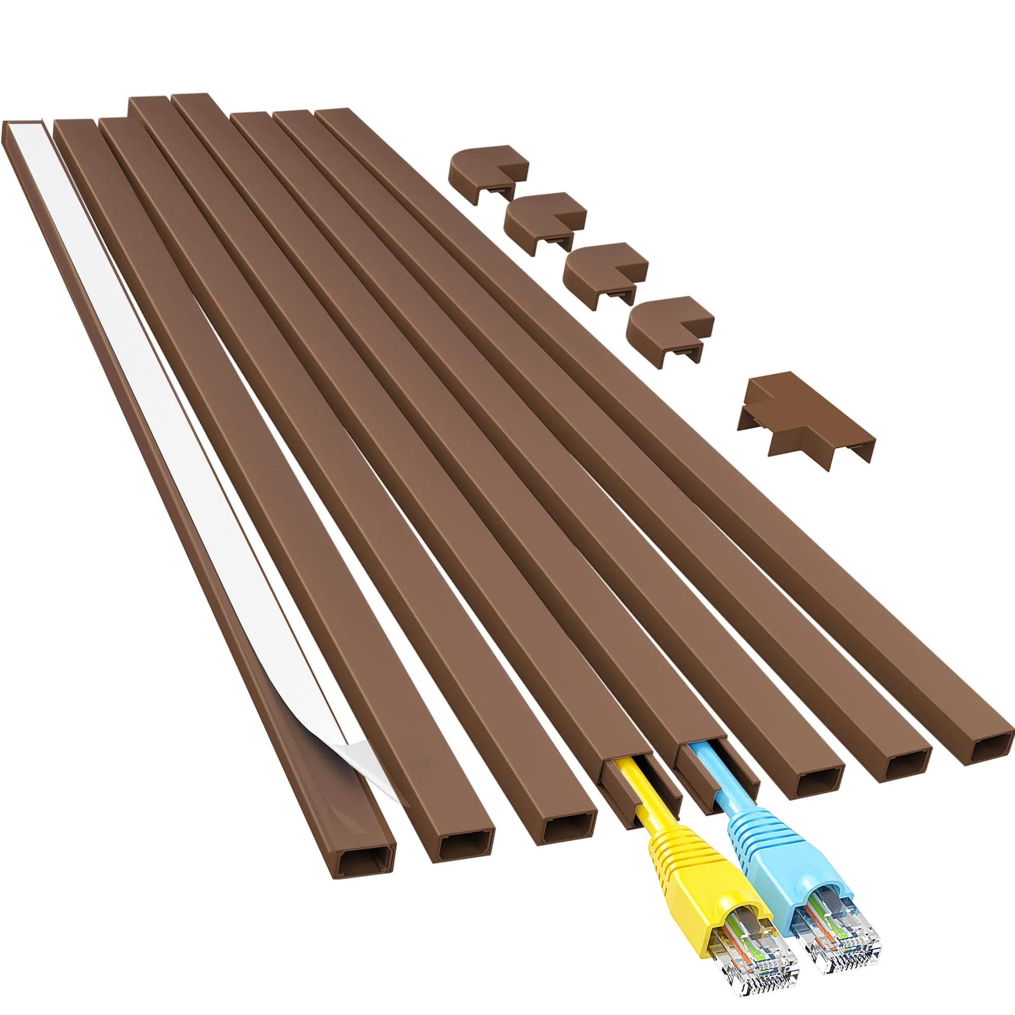 Yecaye Brown Cord Hider Kit 113in | Conceals 1-2 Small Wires for Home & Office - main product image