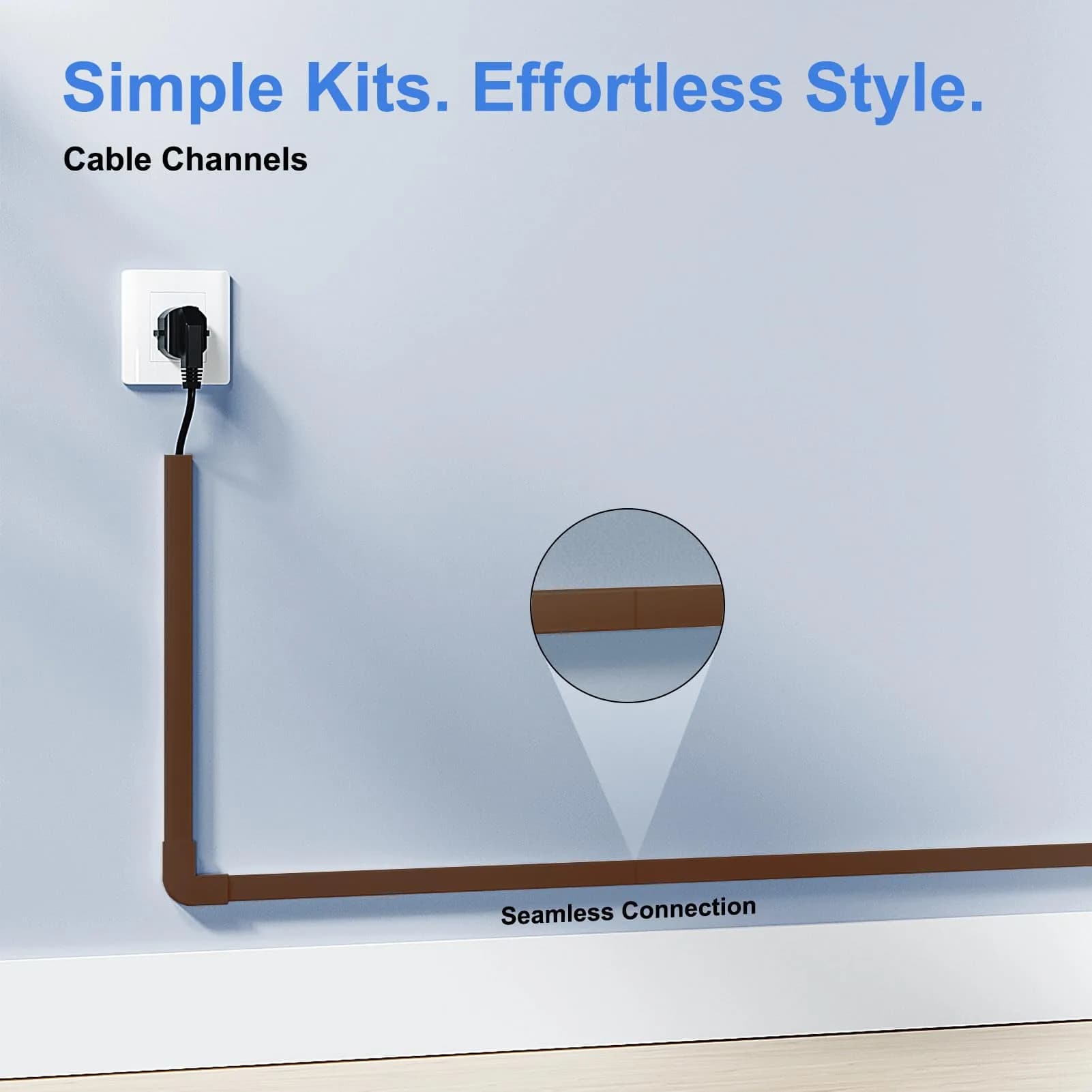 Yecaye Brown Cord Hider Kit 113in | Conceals 1-2 Small Wires for Home & Office - view 4