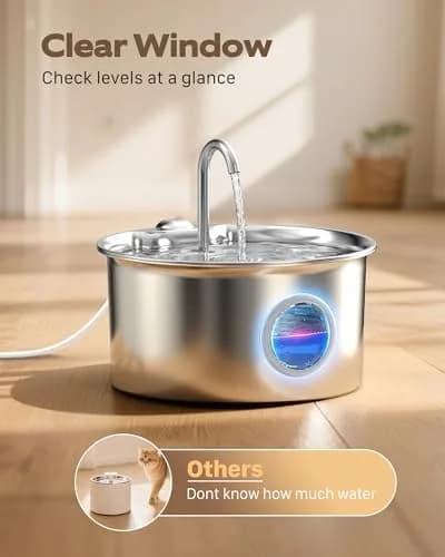 ATMZIQXR Pet Water Fountain Stainless Steel 2.6L | Quiet, Durable & Easy to Maintain thumbnail 4
