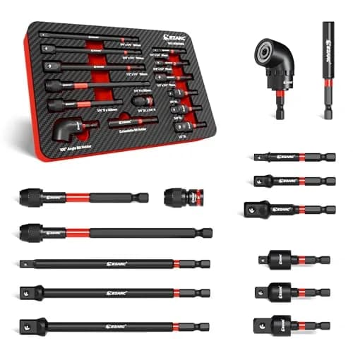 EZARC Impact Socket Adapter Set, 14PCS with Swivel and Angle Attachments | Heavy-Duty Impact-Grade Steel thumbnail 1