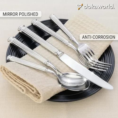 dokaworld Stainless Steel Flatware Set for 8 | Heavy Duty 18/10 Silverware with Mirror Finish thumbnail 5