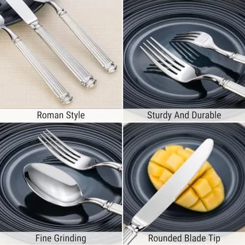 dokaworld Stainless Steel Flatware Set for 8 | Heavy Duty 18/10 Silverware with Mirror Finish thumbnail 6