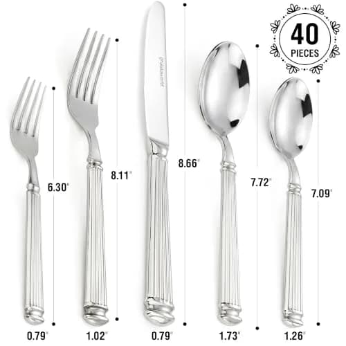 dokaworld Stainless Steel Flatware Set for 8 | Heavy Duty 18/10 Silverware with Mirror Finish thumbnail 2