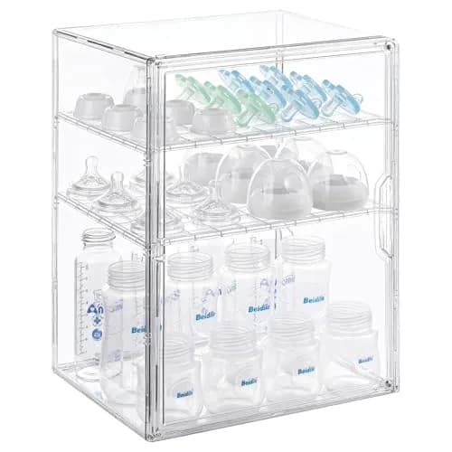 ERTIUANIO Baby Bottle Organizer 3-Tier Clear Acrylic Station | Holds 12 Bottles Upright thumbnail 1