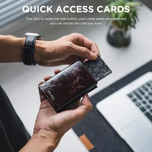VULKIT Card Holder Wallet with Coin Pocket Magnetic Closure Pop Up Cards for Cash & Credit Cards | RFID/NFC Blocker thumbnail 3