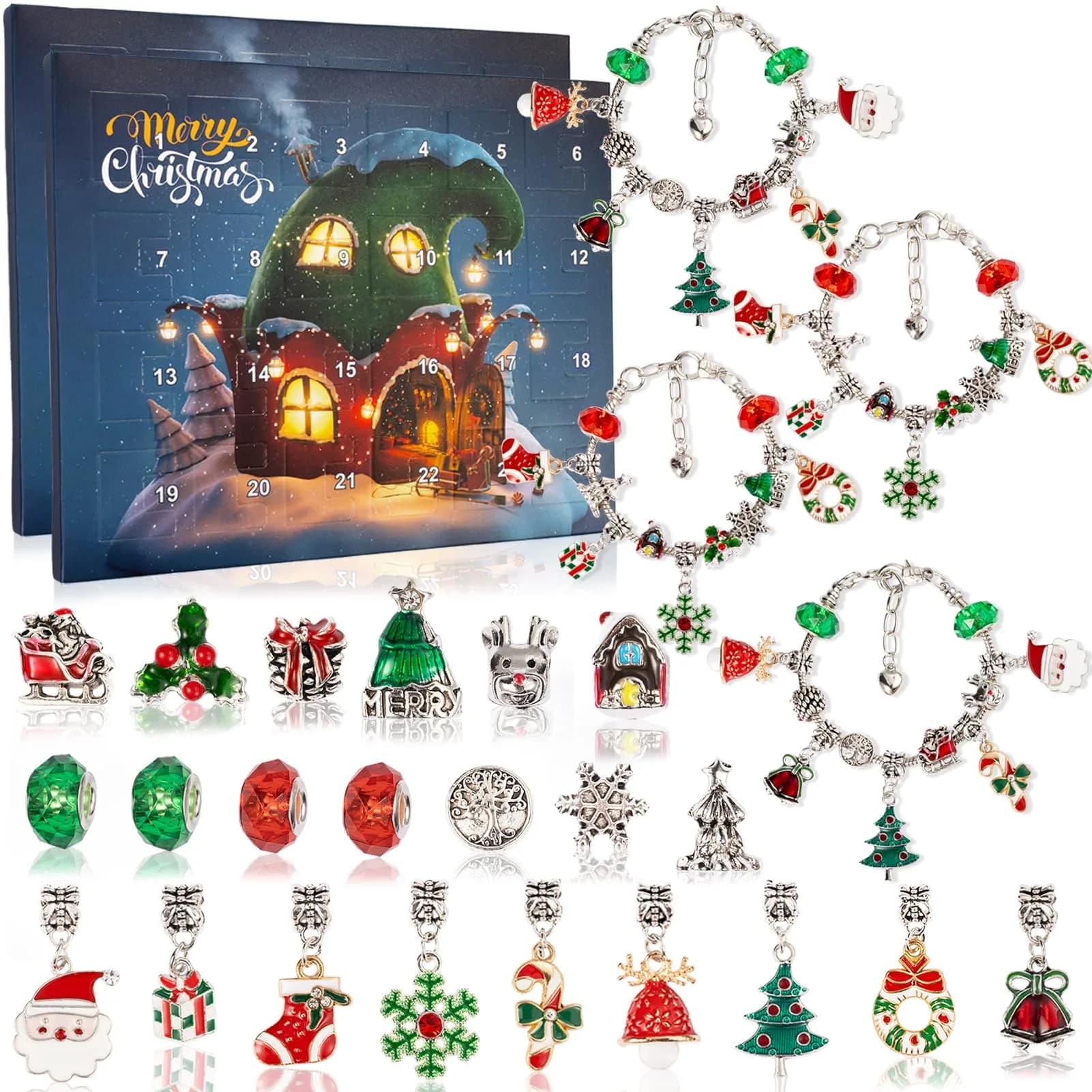 OuMuaMua Christmas Advent Calendar Bracelets 2026 | DIY Jewelry Kit for Girls & Teens