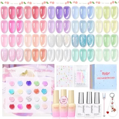 Beetles Jelly Gel Nail Polish Set, Spring Pudding 20 Colors Pastel Color, 7.5ml Each (0.25 Fl Oz) | UV/LED Curing, Long-Lasting Wear thumbnail 1