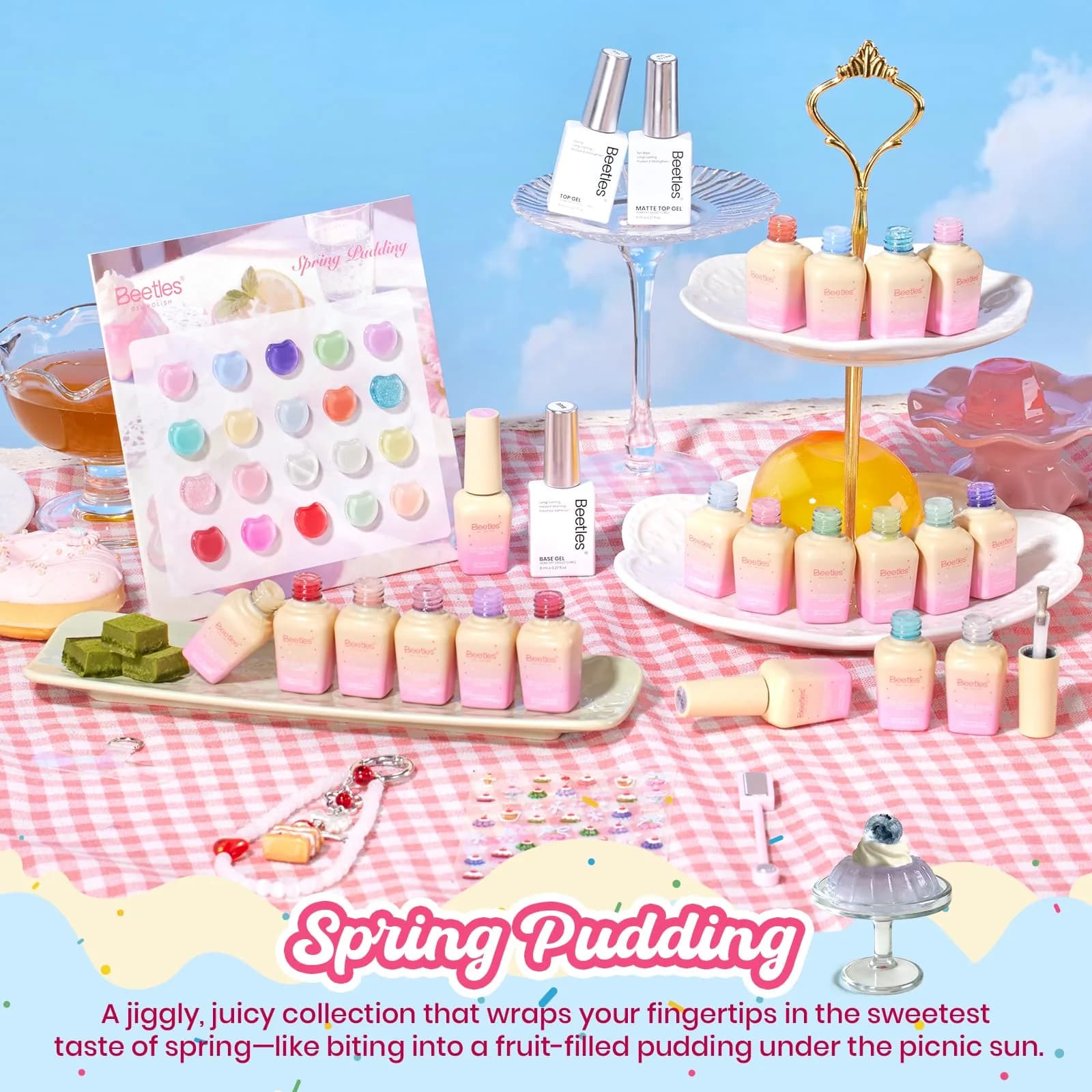 Beetles Jelly Gel Nail Polish Set, Spring Pudding 20 Colors Pastel Color, 7.5ml Each (0.25 Fl Oz) | UV/LED Curing, Long-Lasting Wear - view 2