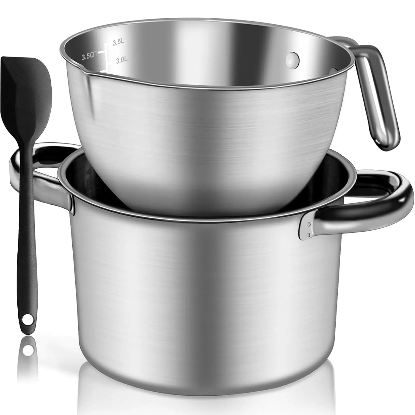 Marsheepy Double Boiler Melting Pot with 4.5QT Stainless Steel Pot, 3.1QT (3500ml) | Rust-Proof 18/8 Stainless Steel