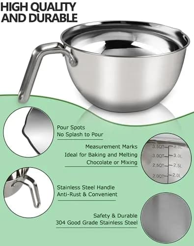 Marsheepy Double Boiler Melting Pot with 4.5QT Stainless Steel Pot, 3.1QT (3500ml) | Rust-Proof 18/8 Stainless Steel thumbnail 2