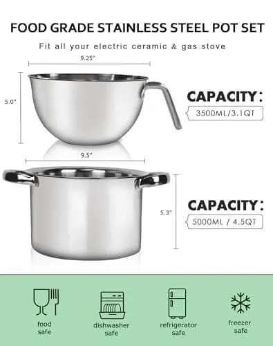 Marsheepy Double Boiler Melting Pot with 4.5QT Stainless Steel Pot, 3.1QT (3500ml) | Rust-Proof 18/8 Stainless Steel thumbnail 3