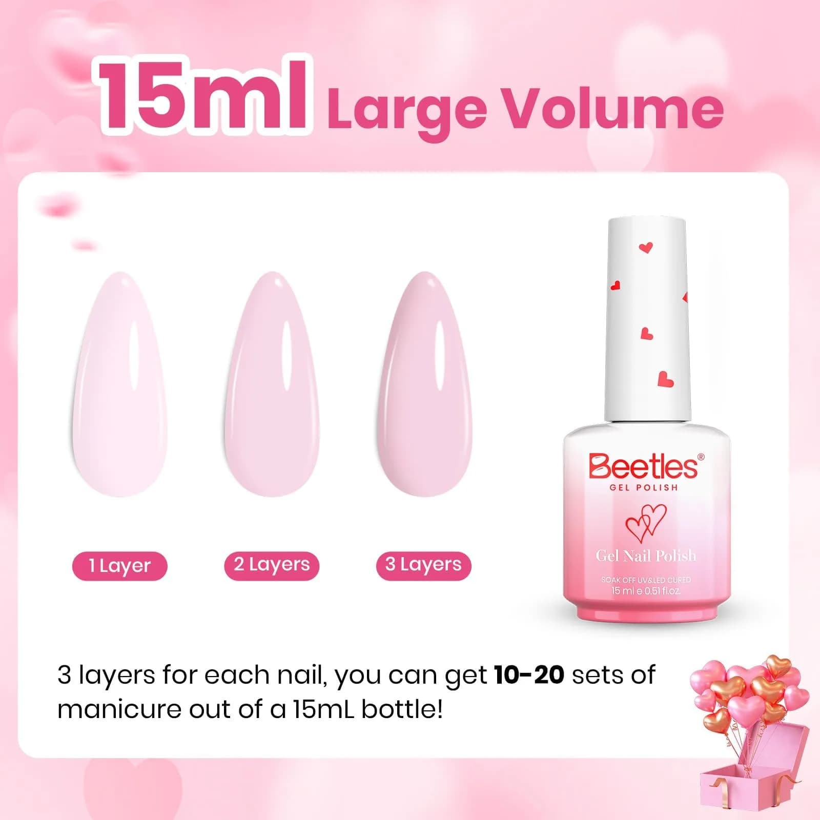 Beetles Gel Polish Bare Pink 15ml Nail Polish | Light Pink Cream Gel Nail Polish - view 7