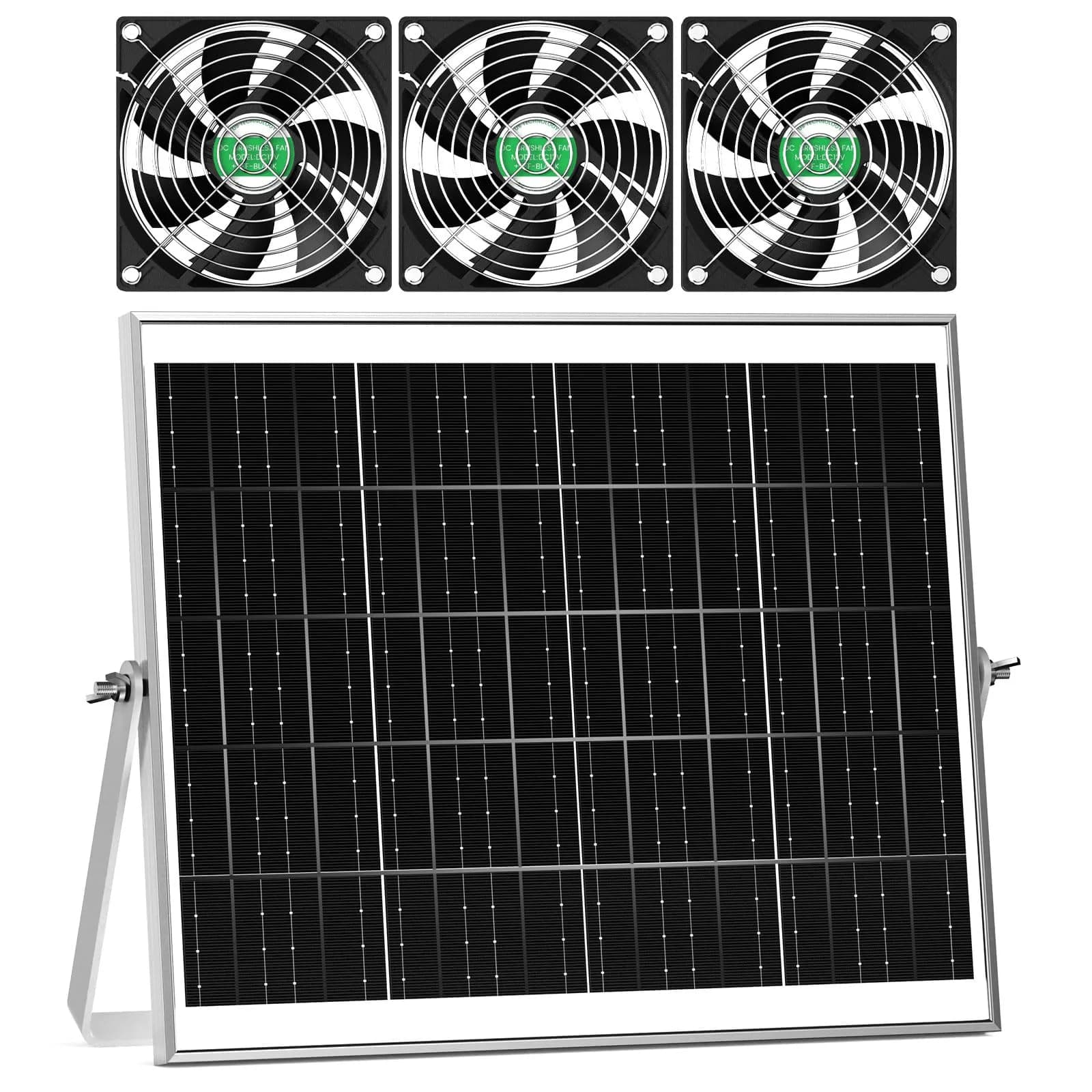 pqins Solar Greenhouse Fan 3 Kit 30W | 420 CFM Exhaust & Intake Fan with 16.5ft Cord - main product image