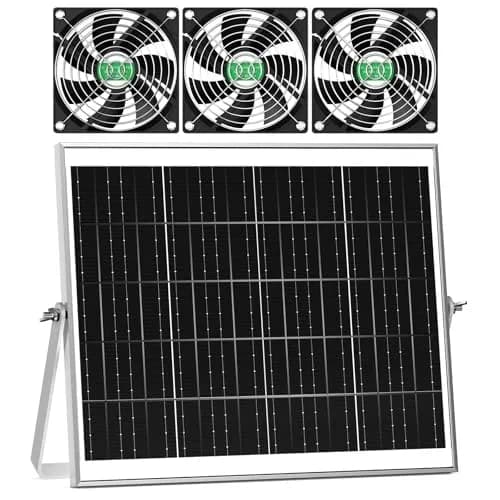 pqins Solar Greenhouse Fan 3 Kit 30W | 420 CFM Exhaust & Intake Fan with 16.5ft Cord thumbnail 1