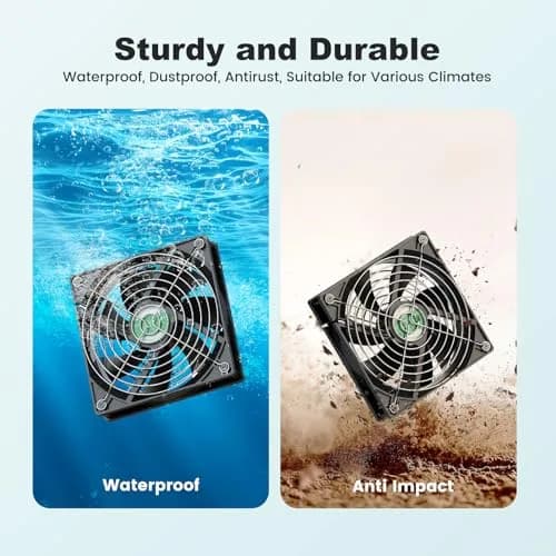 pqins Solar Greenhouse Fan 3 Kit 30W | 420 CFM Exhaust & Intake Fan with 16.5ft Cord thumbnail 2
