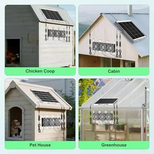 pqins Solar Greenhouse Fan 3 Kit 30W | 420 CFM Exhaust & Intake Fan with 16.5ft Cord thumbnail 3