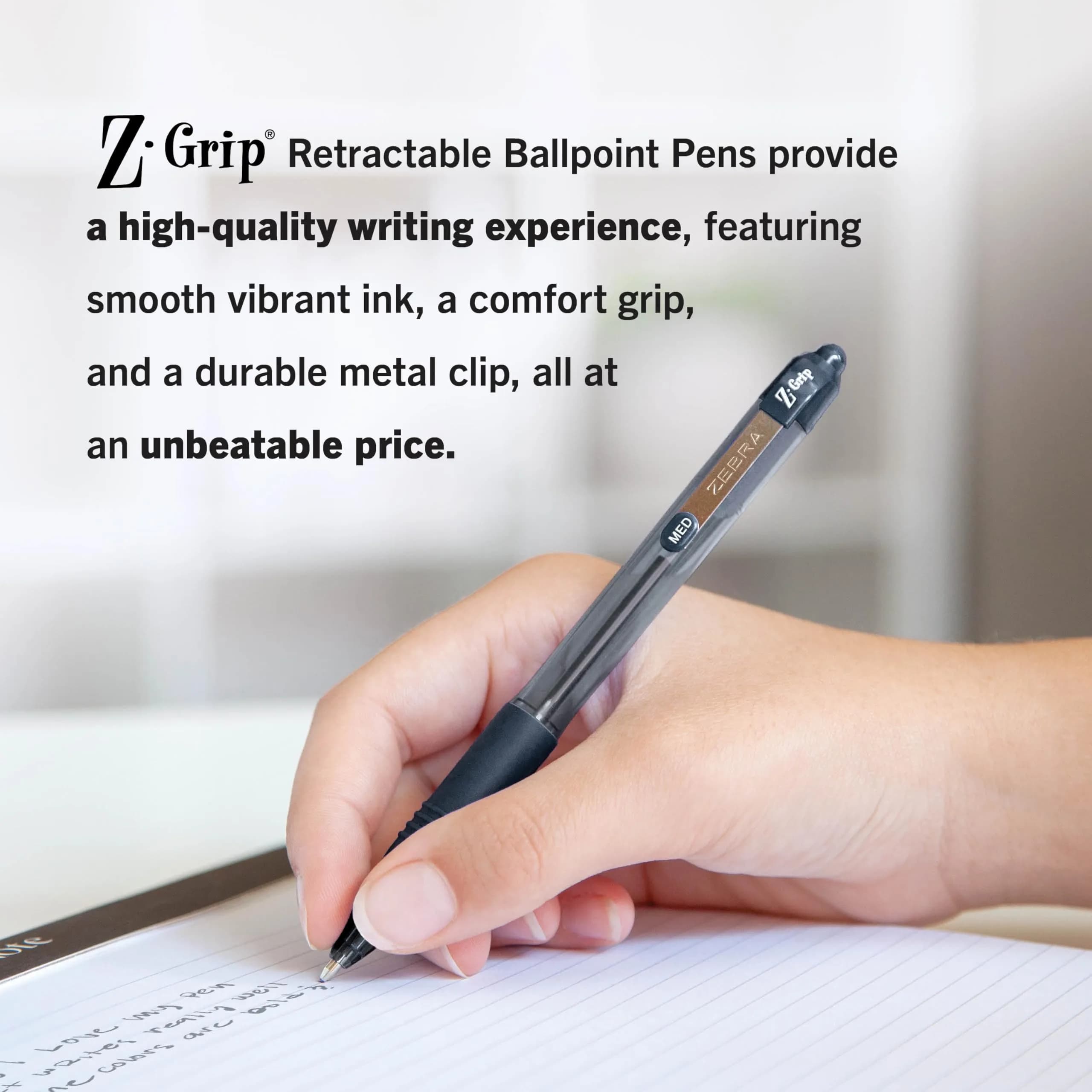 Zebra Pen Z-Grip Retractable Ballpoint Pens, Black Ink, 1.0mm Medium Point, 108-Pack | Smooth Writing for Students & Office - view 5
