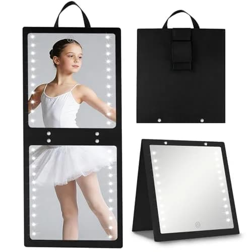 Fabuday Lighted Foldable Hanging Dance Mirror 31cm (12.3") | Adjustable Brightness, Rechargeable, Unbreakable Acrylic thumbnail 1