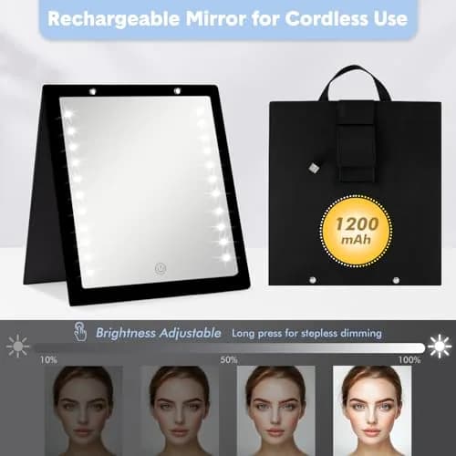 Fabuday Lighted Foldable Hanging Dance Mirror 31cm (12.3") | Adjustable Brightness, Rechargeable, Unbreakable Acrylic thumbnail 7