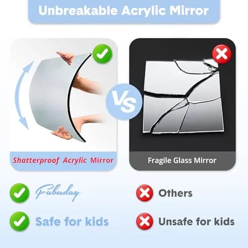 Fabuday Lighted Foldable Hanging Dance Mirror 31cm (12.3") | Adjustable Brightness, Rechargeable, Unbreakable Acrylic thumbnail 3