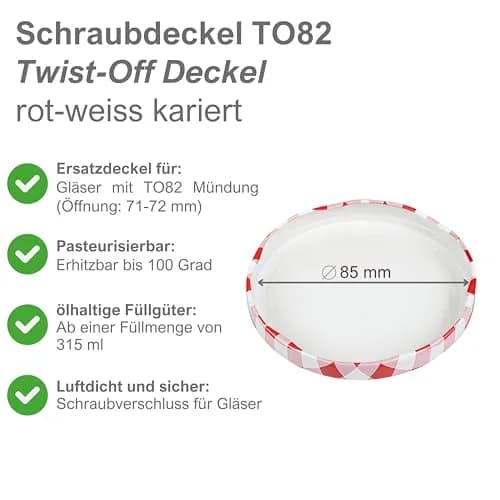 Devitre 20 Twist-Off Lids 82mm (2.7in) Red/White | Airtight Seal for Jars with 71-72mm Mouth thumbnail 3