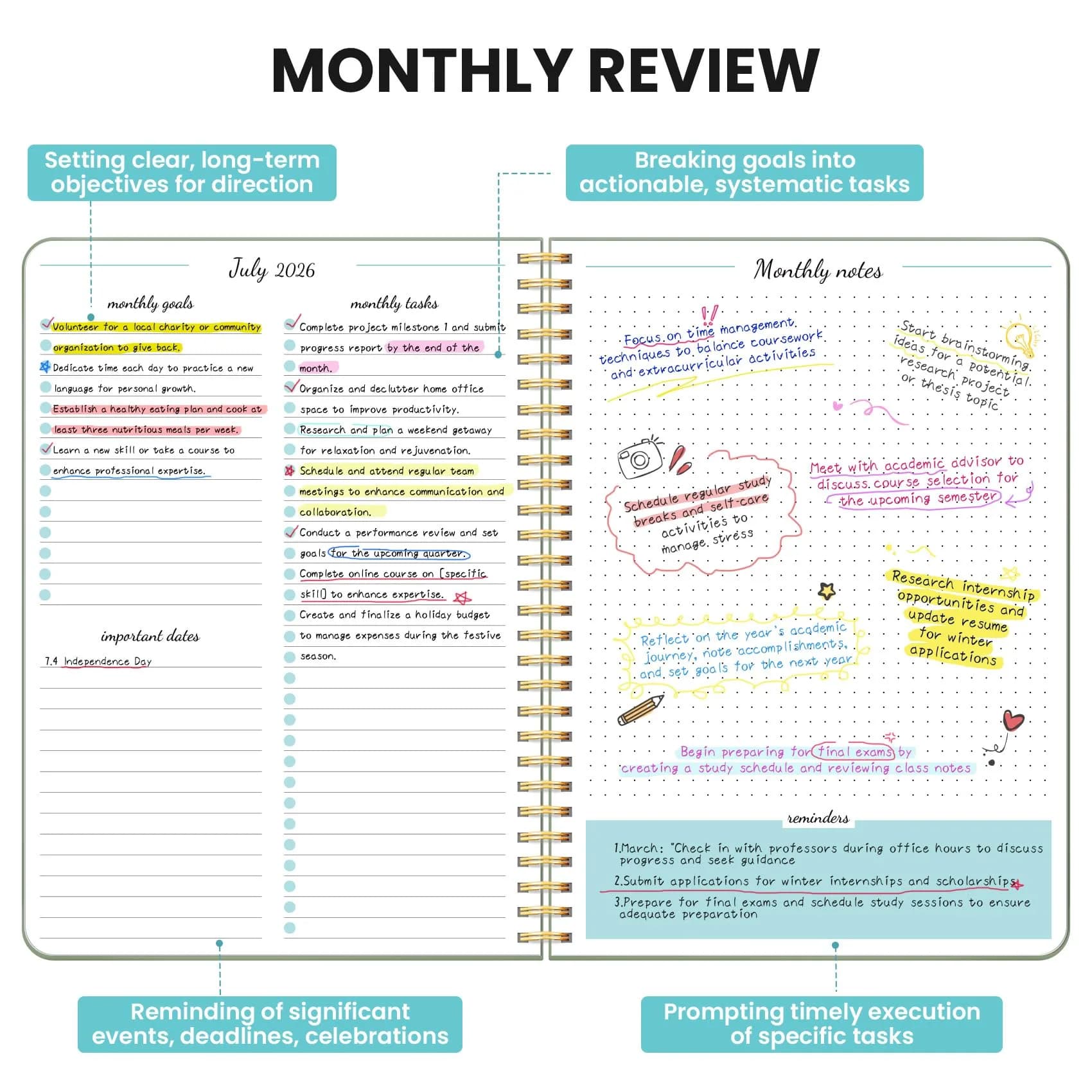Taja Monthly Planner 2 Year Calendar Planner | Perfect for School Office Home Planning - view 3