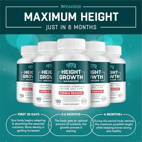 BIOTEQUELAB Height Growth Maximizer, Calcium, Vitamin D3 & Zinc, 180 Caps | Bone Support for Kids & Teens thumbnail 5