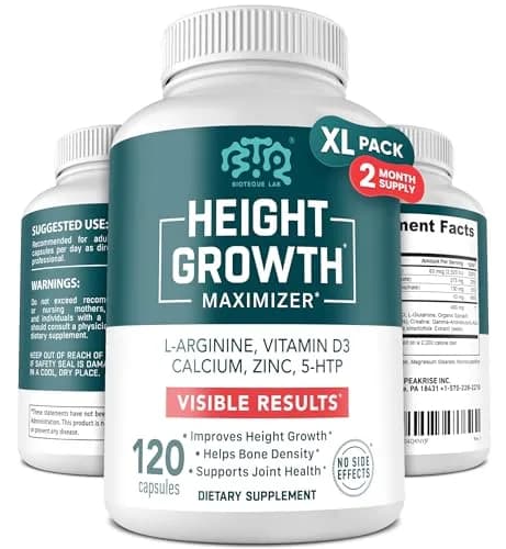 BIOTEQUELAB Height Growth Maximizer, Calcium, Vitamin D3 & Zinc, 120 Caps | Bone Support & Natural Growth thumbnail 1